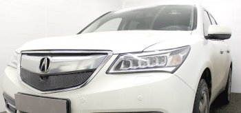 4 299 р. Защитная сетка решетки радиатора Стрелка 11 Премиум (алюминий)  Acura MDX  YD3 (2013-2016) дорестайлинг (Цвет: черный)  с доставкой в г. Воронеж. Увеличить фотографию 1