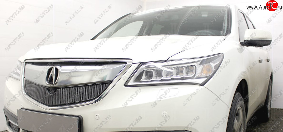 4 299 р. Защитная сетка решетки радиатора Стрелка 11 Премиум (алюминий)  Acura MDX  YD3 (2013-2016) дорестайлинг (Цвет: черный)  с доставкой в г. Воронеж