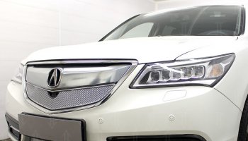 4 549 р. Защитная сетка решетки радиатора Стрелка 11 Премиум (алюминий)  Acura MDX  YD3 (2013-2016) дорестайлинг (Цвет: хром)  с доставкой в г. Воронеж. Увеличить фотографию 1