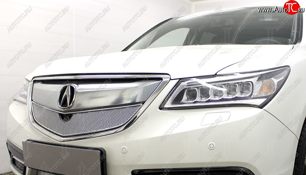 4 549 р. Защитная сетка решетки радиатора Стрелка 11 Премиум (алюминий)  Acura MDX  YD3 (2013-2016) дорестайлинг (Цвет: хром)  с доставкой в г. Воронеж