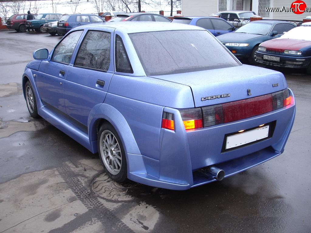 8 149 р. Задний бампер Я - Робот Лада 2110 седан (1995-2007) (С расширителями арок, Неокрашенный)  с доставкой в г. Воронеж