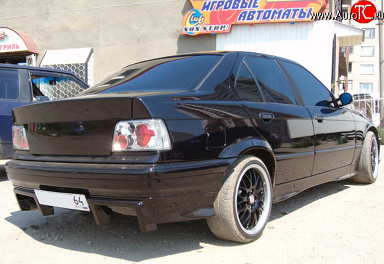 2 499 р. Накладка заднего бампера M-VRS BMW 3 серия E36 седан (1990-2000) (Неокрашенная)  с доставкой в г. Воронеж