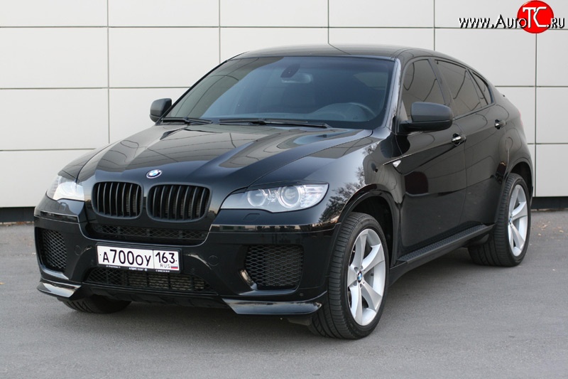 4 749 р. Накладки Global-Tuning на передний бампер автомобиля  BMW X6  E71 (2008-2014) дорестайлинг, рестайлинг (Неокрашенная)  с доставкой в г. Воронеж