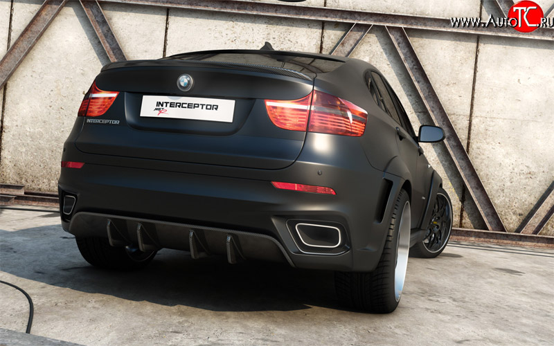 6 349 р. Диффузор заднего бампера Interceptor BMW X6 E71 дорестайлинг (2008-2012) (Неокрашенная)  с доставкой в г. Воронеж