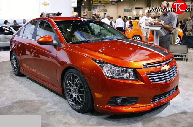 3 799 р. Накладка Z-Line на передний бампер  Chevrolet Cruze ( J300,  J305) (2009-2015) седан дорестайлинг, хэтчбек дорестайлинг, седан рестайлинг, хэтчбек рестайлинг (Неокрашенная)  с доставкой в г. Воронеж