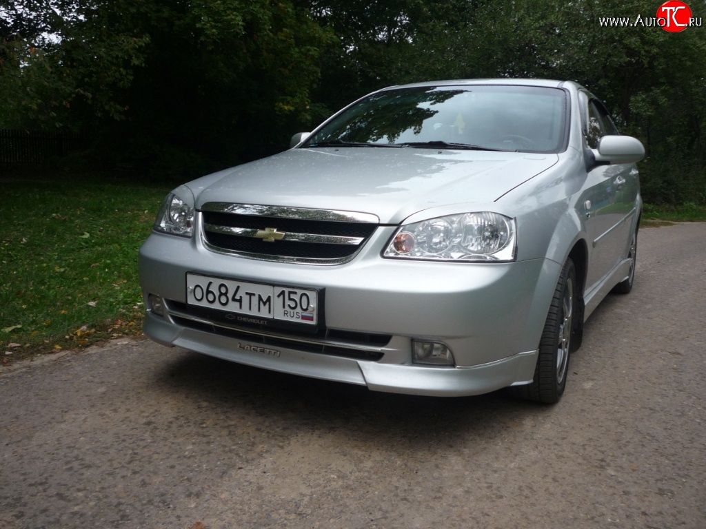 3 499 р. Накладка CTS на передний бампер автомобиля Chevrolet Lacetti седан (2002-2013) (Неокрашенная)  с доставкой в г. Воронеж
