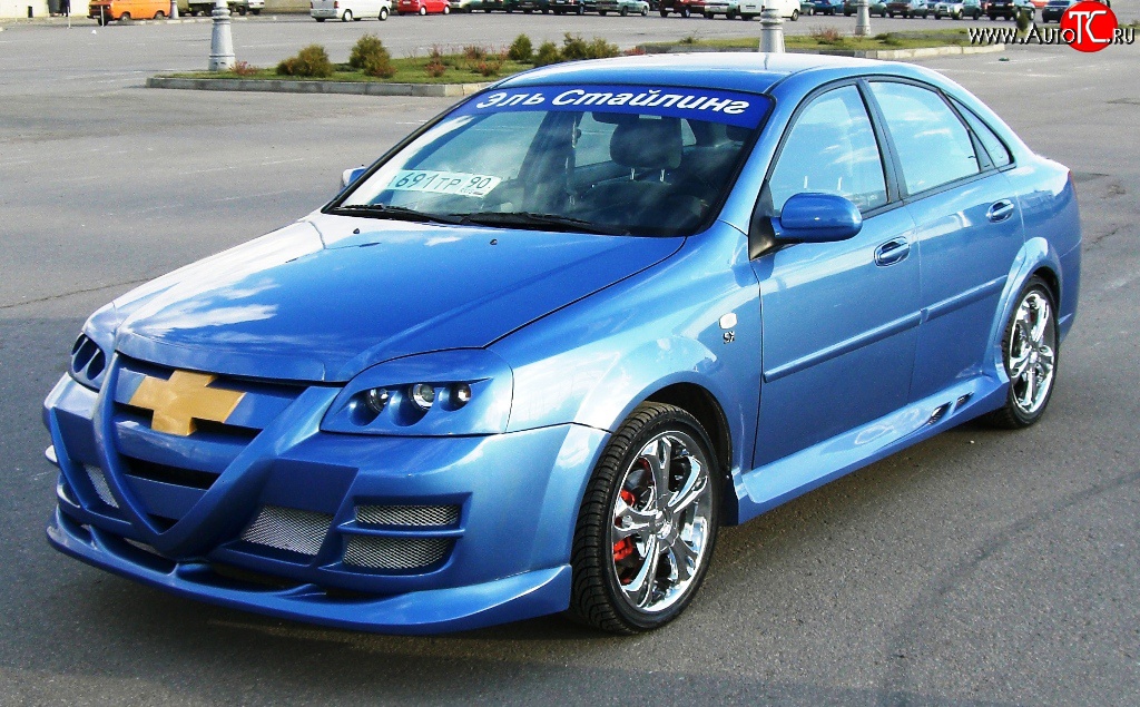 3 449 р. Передний бампер Крестоносец Chevrolet Lacetti седан (2002-2013) (Неокрашенный)  с доставкой в г. Воронеж