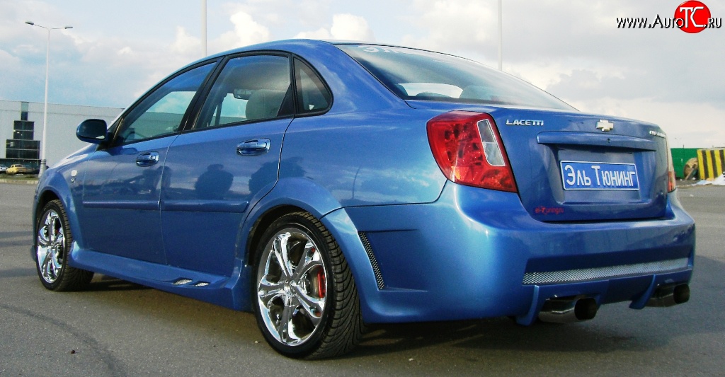 3 449 р. Задний бампер Крестоносец Chevrolet Lacetti седан (2002-2013) (Неокрашенный)  с доставкой в г. Воронеж