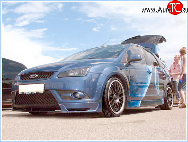 4 999 р. Накладка переднего стайлингового (кабри) бампера Sport  Ford Focus  2 (2004-2008)  седан дорестайлинг, хэтчбэк 3 дв. дорестайлинг, хэтчбэк 5 дв. дорестайлинг (Неокрашенная)  с доставкой в г. Воронеж