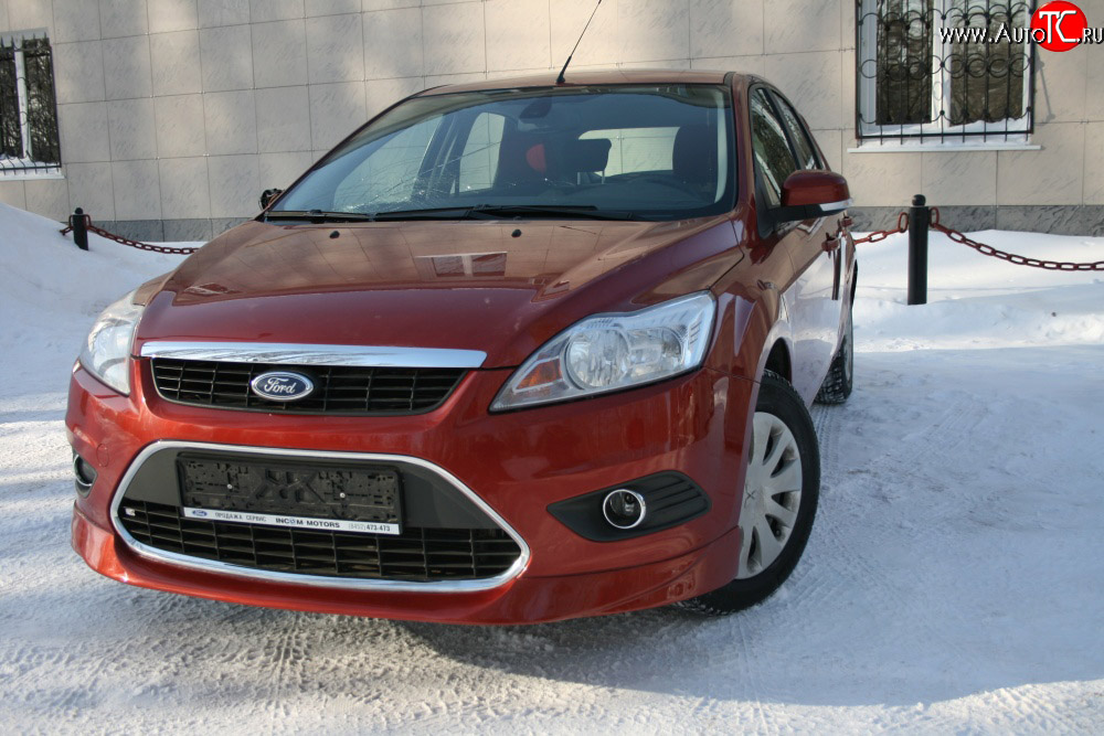 3 779 р. Накладка переднего бампера AutoTC  Ford Focus  2 (2007-2011) седан рестайлинг, универсал рестайлинг, хэтчбэк 3 дв. рестайлинг, хэтчбэк 5 дв. рестайлинг (Неокрашенная)  с доставкой в г. Воронеж