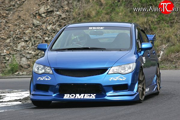 9 499 р. Передний бампер Bomex Style Honda Civic FD седан дорестайлинг (2005-2008) (Неокрашенный)  с доставкой в г. Воронеж