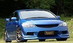 9 499 р. Передний бампер Bomex Style Honda Civic FD седан дорестайлинг (2005-2008) (Неокрашенный)  с доставкой в г. Воронеж. Увеличить фотографию 2