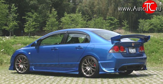 5 899 р. Пороги накладки Bomex Style Honda Civic FD седан дорестайлинг (2005-2008) (Неокрашенные)  с доставкой в г. Воронеж
