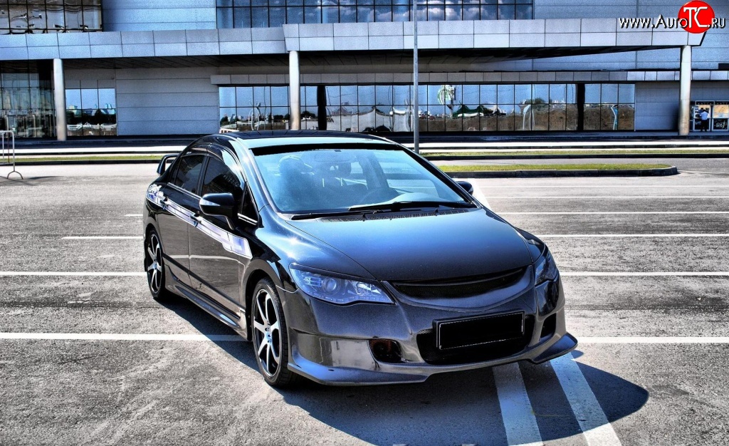 9 499 р. Передний бампер INGS+1 Honda Civic FD седан дорестайлинг (2005-2008) (Неокрашенный)  с доставкой в г. Воронеж
