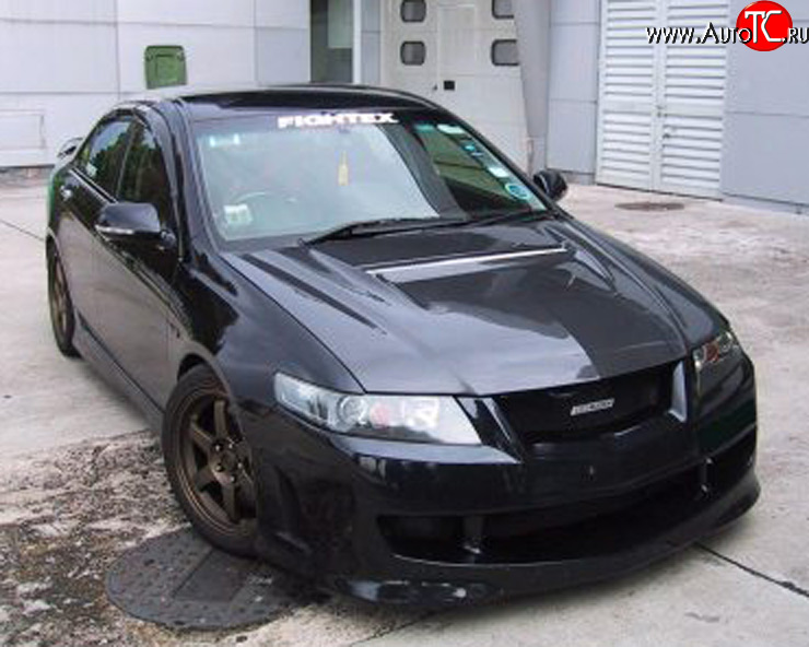 15 999 р. Передний бампер Mugen Style  Honda Accord  7 CL (2002-2005) седан дорестайлинг (Без сетки, Неокрашенный)  с доставкой в г. Воронеж