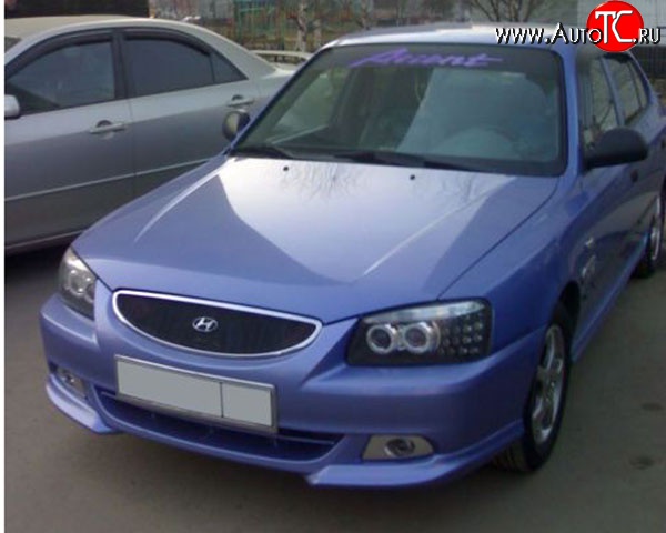 3 499 р. Накладки M-VRS на передний бампер автомобиля Hyundai Accent 2 LC седан дорестайлинг (ТагАЗ) (1999-2012) (Неокрашенная)  с доставкой в г. Воронеж