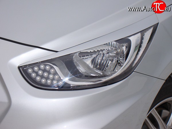 619 р. Реснички Sport V1 Hyundai Solaris RBr седан дорестайлинг (2010-2014) (Неокрашенные)  с доставкой в г. Воронеж