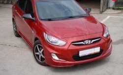 4 399 р. Накладка Sport на передний бампер Hyundai Solaris RBr хэтчбэк дорестайлинг (2010-2014) (Неокрашенная)  с доставкой в г. Воронеж. Увеличить фотографию 1