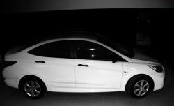 3 599 р. Комплект накладок Sport на пороги автомобиля Hyundai Solaris RBr седан дорестайлинг (2010-2014) (Неокрашенные)  с доставкой в г. Воронеж. Увеличить фотографию 2