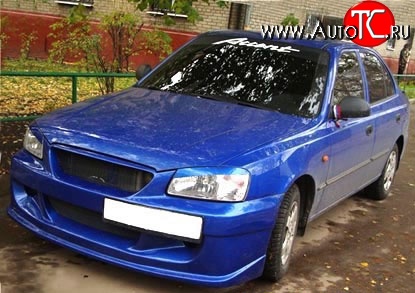 7 499 р. Передний бампер ATH New Hyundai Accent 2 LC седан дорестайлинг (ТагАЗ) (1999-2012) (Неокрашенный)  с доставкой в г. Воронеж