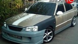 5 949 р. Пороги накладки ATH New Hyundai Accent седан ТагАЗ (2001-2012) (Неокрашенные)  с доставкой в г. Воронеж. Увеличить фотографию 2