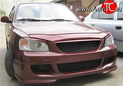 7 349 р. Передний бампер ATH Hyundai Accent 2 LC седан дорестайлинг (ТагАЗ) (1999-2012) (Неокрашенный)  с доставкой в г. Воронеж