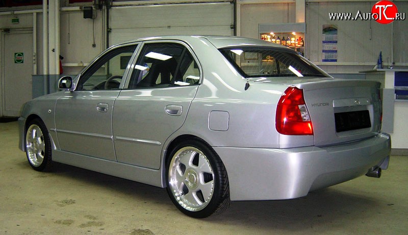 2 549 р. Пороги накладки ATH-classic Hyundai Accent седан ТагАЗ (2001-2012) (Неокрашенные)  с доставкой в г. Воронеж