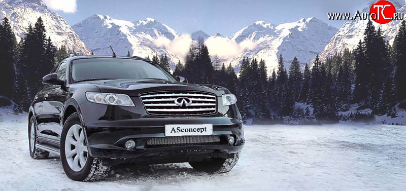 3 999 р. Накладка переднего бампера ASconcept INFINITI FX35 S50 дорестайлинг (2002-2005) (Неокрашенная)  с доставкой в г. Воронеж