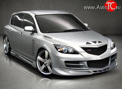 11 399 р. Передний бампер EXS  Mazda 3/Axela  BK (2003-2009) дорестайлинг, хэтчбэк, рестайлинг, хэтчбэк (Неокрашенный)  с доставкой в г. Воронеж