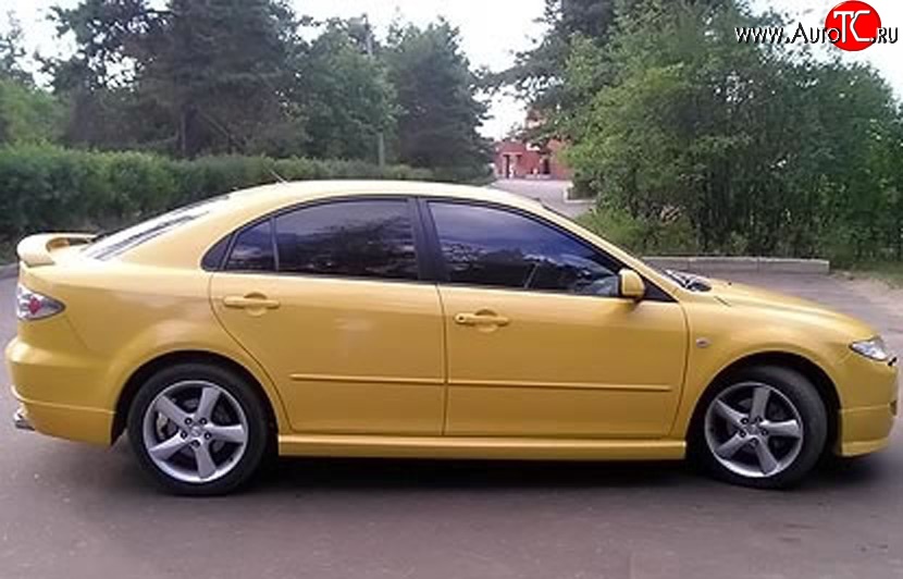 8 149 р. Пороги накладки AERO  Mazda 6 ( GG,  GG, GY) (2002-2008) лифтбэк дорестайлинг, седан дорестайлинг, универсал дорестайлинг, лифтбэк рестайлинг, седан рестайлинг, универсал рестайлинг (Неокрашенные)  с доставкой в г. Воронеж