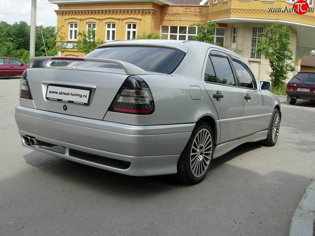4 049 р. Накладка заднего бампера Rieger Mercedes-Benz C-Class W202 дорестайлинг седан (1993-1997)  с доставкой в г. Воронеж