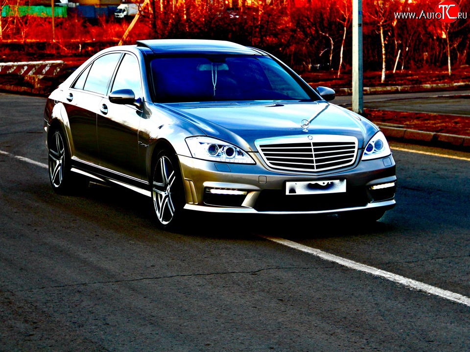 8 649 р. Передний бампер AMG Mercedes-Benz S class 5 W221 седан дорестайлинг (2005-2009) (Неокрашенный)  с доставкой в г. Воронеж