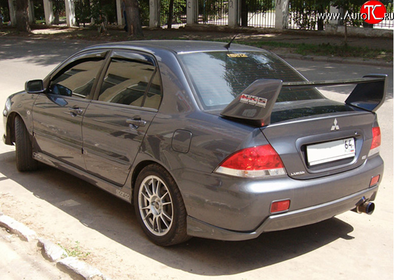 4 189 р. Накладка на задний бампер M-VRS Mitsubishi Lancer 9 CS седан 2-ой рестайлинг (2005-2009) (Неокрашенная)  с доставкой в г. Воронеж