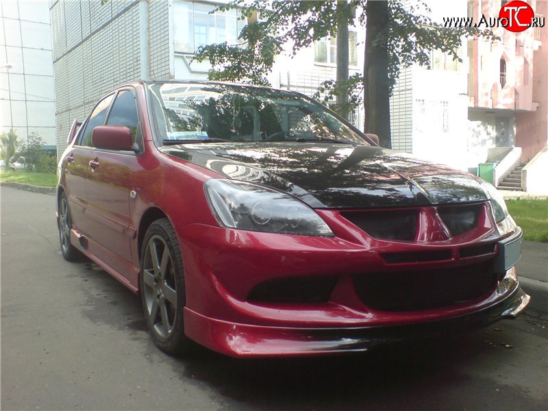 6 399 р. Накладка переднего бампера Evo Mitsubishi Lancer 9 CS седан 1-ый рестайлинг (2003-2005) (Неокрашенная)  с доставкой в г. Воронеж