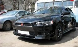899 р. Вставка переднего бампера (зубатка) Evo Mitsubishi Lancer 10 CY седан дорестайлинг (2007-2010) (Неокрашенная)  с доставкой в г. Воронеж. Увеличить фотографию 2