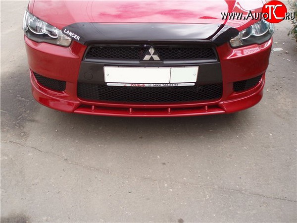 899 р. Вставка переднего бампера (зубатка) Evo Mitsubishi Lancer 10 CY седан дорестайлинг (2007-2010) (Неокрашенная)  с доставкой в г. Воронеж