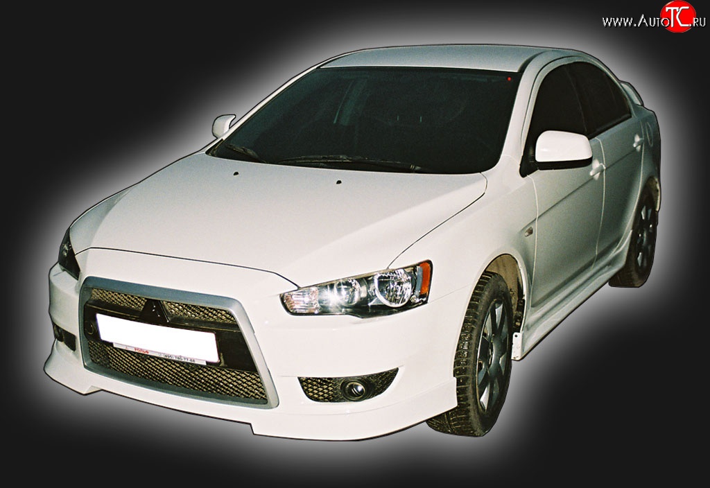 4 249 р. Накладка переднего бампера GT Dynamics Mitsubishi Lancer 10 CY седан дорестайлинг (2007-2010) (Неокрашенная)  с доставкой в г. Воронеж