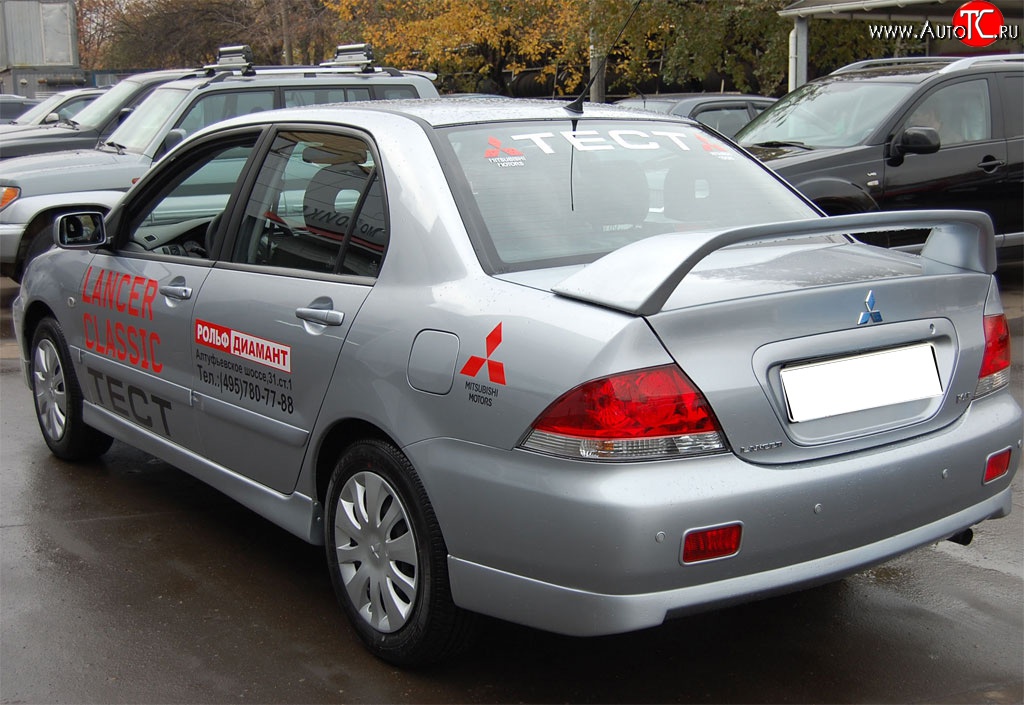 4 249 р. Накладка заднего бампера GT Dynamics Mitsubishi Lancer 9 CS седан 2-ой рестайлинг (2005-2009) (Неокрашенная)  с доставкой в г. Воронеж
