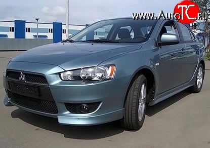 2 899 р. Клыки Evo на передний бампер автомобиля Mitsubishi Lancer 10 CY седан дорестайлинг (2007-2010) (Неокрашенные)  с доставкой в г. Воронеж