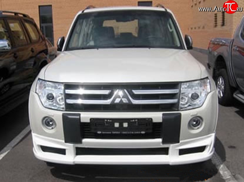 10 599 р. Накладка переднего бампера Sport Mitsubishi Pajero 4 V80 дорестайлинг (2006-2011) (Неокрашенная)  с доставкой в г. Воронеж