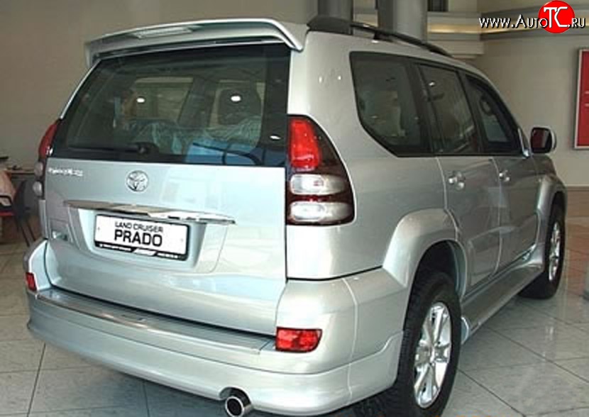 8 949 р. Накладка заднего бампера Original Design Toyota Land Cruiser Prado J120 (2002-2009) (Неокрашенная)  с доставкой в г. Воронеж