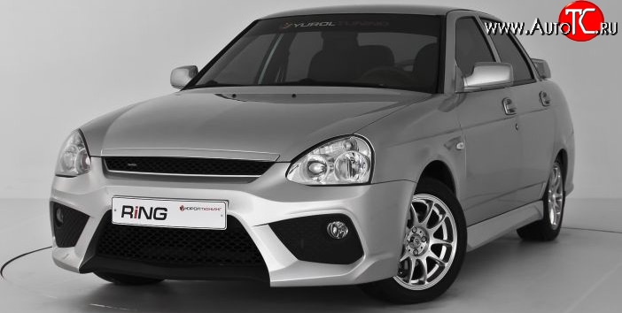 10 999 р. Передний бампер Ring-2 Лада Приора 2172 хэтчбек дорестайлинг (2008-2014) (Неокрашенный)  с доставкой в г. Воронеж