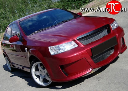 9 799 р. Передний бампер Rieger Chevrolet Lacetti седан (2002-2013) (Неокрашенный)  с доставкой в г. Воронеж