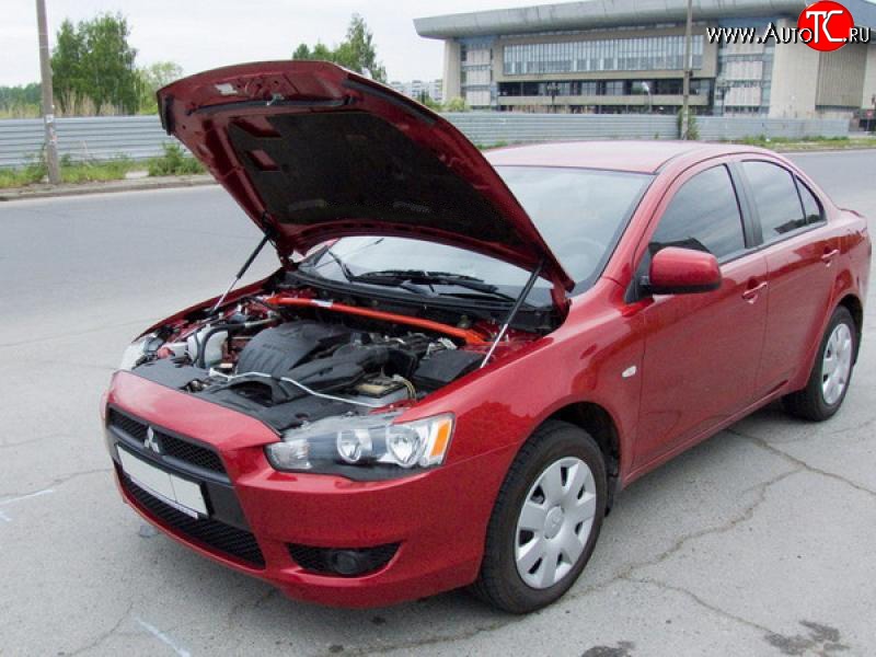 2 449 р. Упоры капота Sport  Mitsubishi Lancer  10 CY (2007-2017) седан дорестайлинг, хэтчбэк дорестайлинг, седан рестайлинг, хэтчбек 5 дв рестайлинг  с доставкой в г. Воронеж