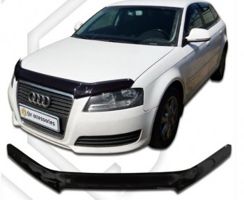 2 079 р. Дефлектор капота CA-Plastic Audi A3 8PA хэтчбэк 5 дв. 2-ой рестайлинг (2008-2010) (Classic черный, Без надписи)  с доставкой в г. Воронеж. Увеличить фотографию 1