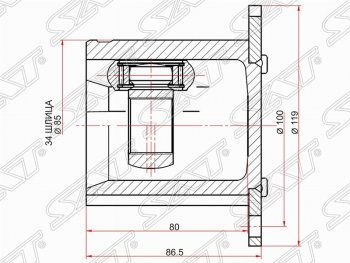 ШРУС SAT (внутренний) Audi (Ауди) A3 (А3) ( 8P1 хэтчбэк 3 дв.,  8PA хэтчбэк 5 дв.) (2003-2013), Skoda (Шкода) Octavia (Октавия)  A5 (2004-2008), Volkswagen (Волксваген) Golf (Гольф) ( 5,  6) (2003-2014),  Passat (Пассат)  B6 (2005-2011),  Touran (Туран)  1T (2003-2010)