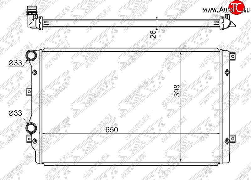 3 699 р. Радиатор двигателя SAT (трубчатый)  Audi A3 (8PA хэтчбэк 5 дв.,  8P1 хэтчбэк 3 дв.), TT (8J), Seat Altea (5P), Leon (1P хэтчбэк 5 дв.), Toledo (универсал,  5P), Skoda Octavia (A5), Superb (B6 (3T),  B6 (3T5),  (B6) 3T), Yeti, Volkswagen Beetle (A5 (5С1) хэтчбэк 3 дв.), Caddy (2K), Eos, Golf (5,  6), Jetta (A5,  A6), Passat (B6), Passat CC (дорестайлинг,  рестайлинг), Scirocco (дорестайлинг), Tiguan (NF), Touran (1T)  с доставкой в г. Воронеж