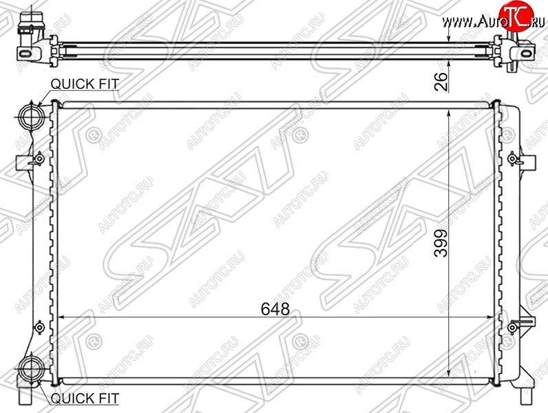 6 199 р. Радиатор двигателя SAT (1.4 / 1.6 / 1.8 / 2.0 / 2.5)  Audi A3 (8PA хэтчбэк 5 дв.,  8P1 хэтчбэк 3 дв.), Seat Altea (5P), Leon (1P хэтчбэк 5 дв.), Toledo (универсал,  5P), Skoda Octavia (A5), Superb (B6 (3T),  B6 (3T5),  (B6) 3T), Yeti, Volkswagen Caddy (2K), Eos, Golf (5), Jetta (A5), Passat (B6), Touran (1T)  с доставкой в г. Воронеж