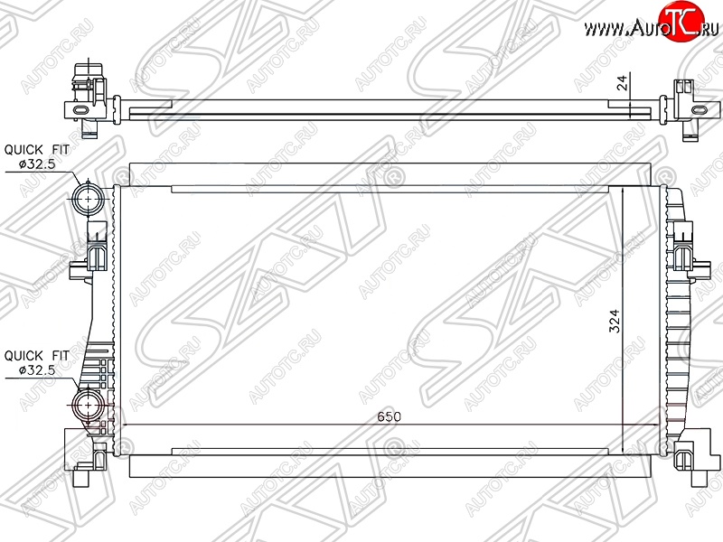 5 649 р. Радиатор двигателя SAT (трубчатый) Volkswagen Touran 2T дорестайлинг минивэн (2015-2025)  с доставкой в г. Воронеж