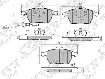 1 499 р. Передние тормозные колодки SAT  Audi A3 ( 8LA хэтчбэк 5 дв.,  8L1 хэтчбэк 3 дв.) - TT  8N  с доставкой в г. Воронеж. Увеличить фотографию 1